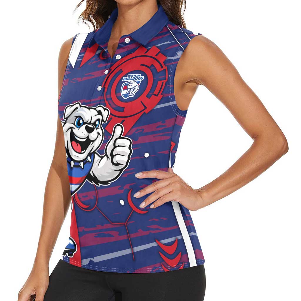 Western Bulldogs Women Sleeveless Polo Shirt Mascot Cartoon Football Illustration Style