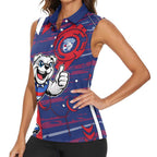 Western Bulldogs Women Sleeveless Polo Shirt Mascot Cartoon Football Illustration Style