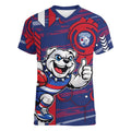 Western Bulldogs Women V-Neck T-Shirt Mascot Cartoon Football Illustration Style
