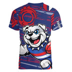 Western Bulldogs Women V-Neck T-Shirt Mascot Cartoon Football Illustration Style