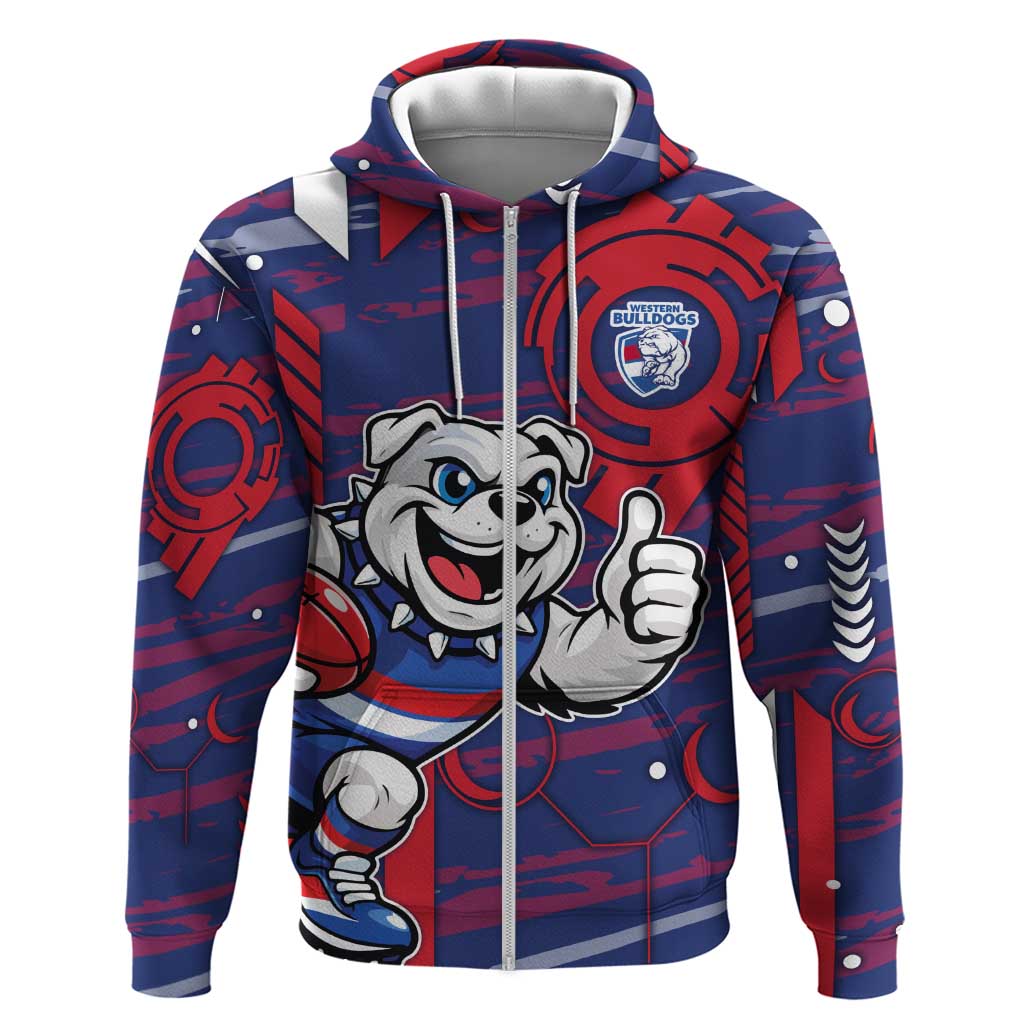 Western Bulldogs Zip Hoodie Mascot Cartoon Football Illustration Style