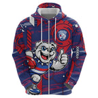 Western Bulldogs Zip Hoodie Mascot Cartoon Football Illustration Style