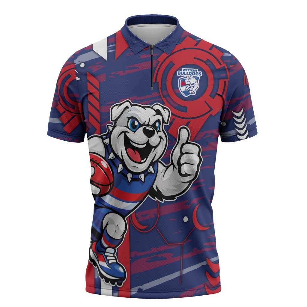 Western Bulldogs Zipper Polo Shirt Mascot Cartoon Football Illustration Style