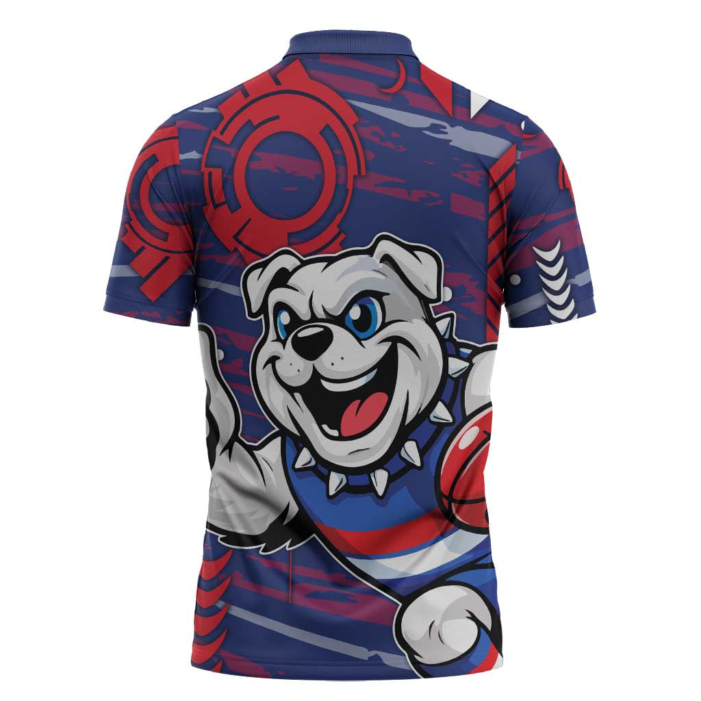 Western Bulldogs Zipper Polo Shirt Mascot Cartoon Football Illustration Style