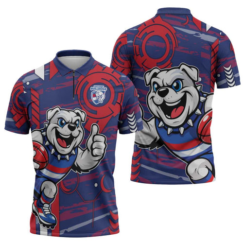Western Bulldogs Zipper Polo Shirt Mascot Cartoon Football Illustration Style