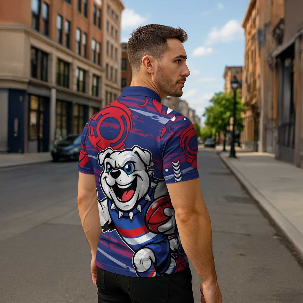 Western Bulldogs Zipper Polo Shirt Mascot Cartoon Football Illustration Style