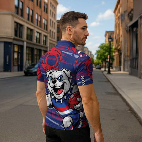 Western Bulldogs Zipper Polo Shirt Mascot Cartoon Football Illustration Style