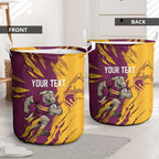 Personalized Brisbane Broncos Laundry Basket Dynamic Lightning Mascot Rugby Australia