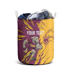 Personalized Brisbane Broncos Laundry Basket Dynamic Lightning Mascot Rugby Australia
