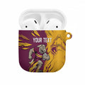 Personalized Brisbane Broncos AirPods Case Dynamic Lightning Mascot Rugby Australia