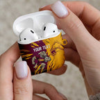 Personalized Brisbane Broncos AirPods Case Dynamic Lightning Mascot Rugby Australia