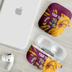 Personalized Brisbane Broncos AirPods Case Dynamic Lightning Mascot Rugby Australia
