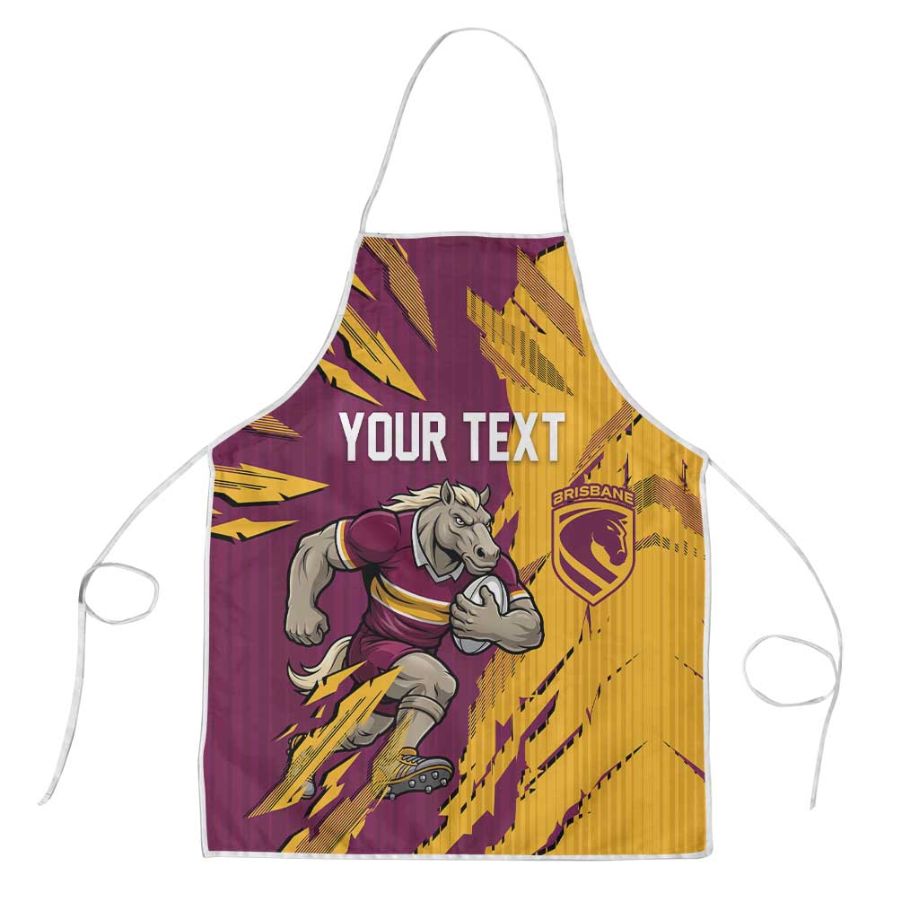Personalized Brisbane Broncos Apron Dynamic Lightning Mascot Rugby Australia