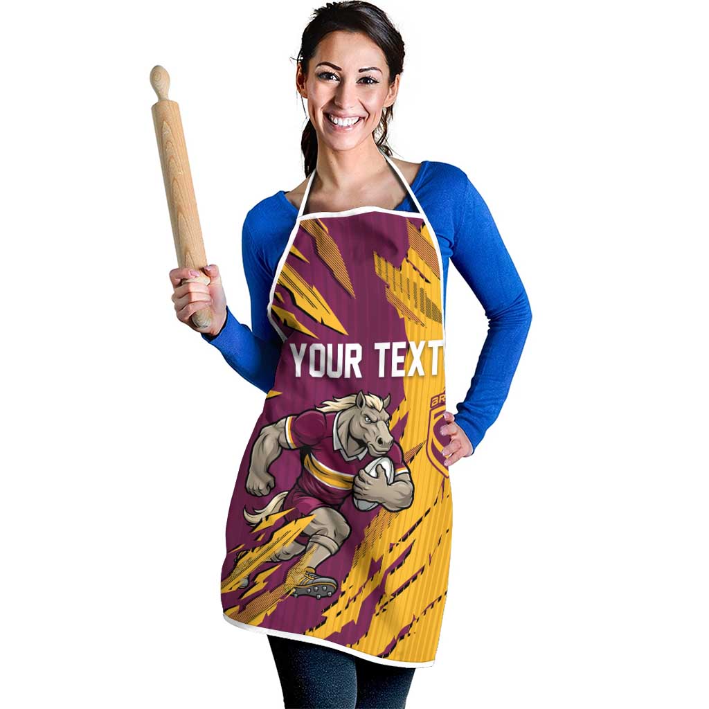 Personalized Brisbane Broncos Apron Dynamic Lightning Mascot Rugby Australia