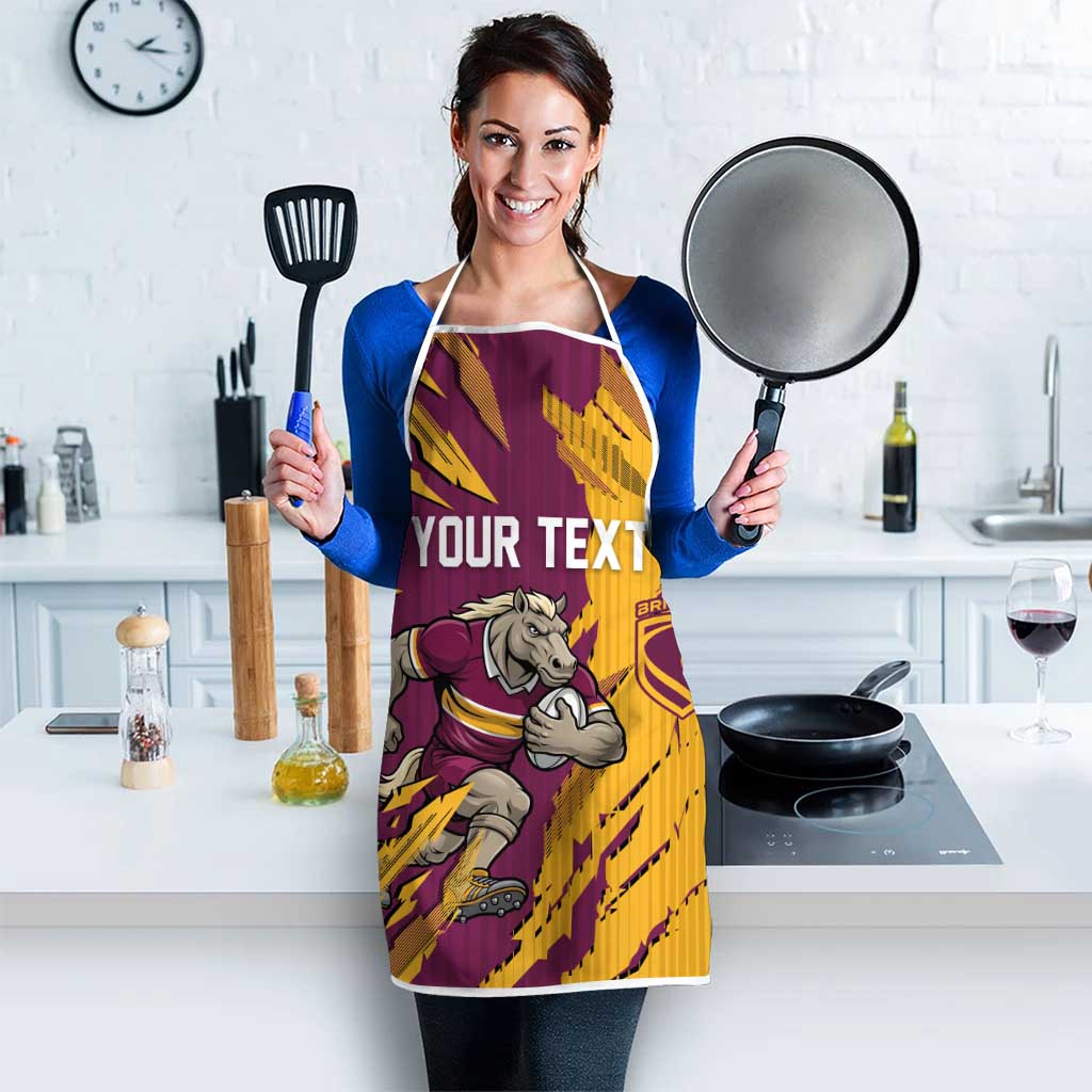 Personalized Brisbane Broncos Apron Dynamic Lightning Mascot Rugby Australia