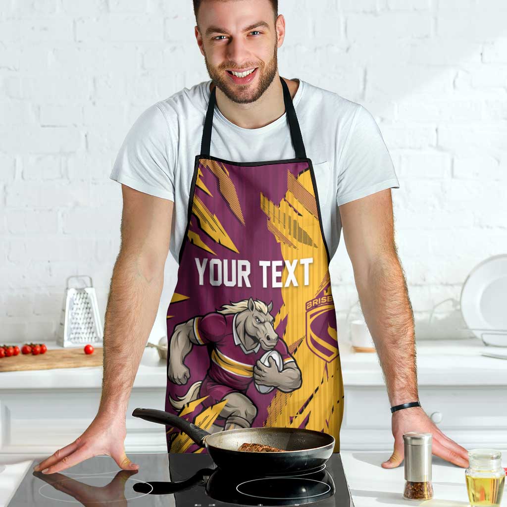 Personalized Brisbane Broncos Apron Dynamic Lightning Mascot Rugby Australia