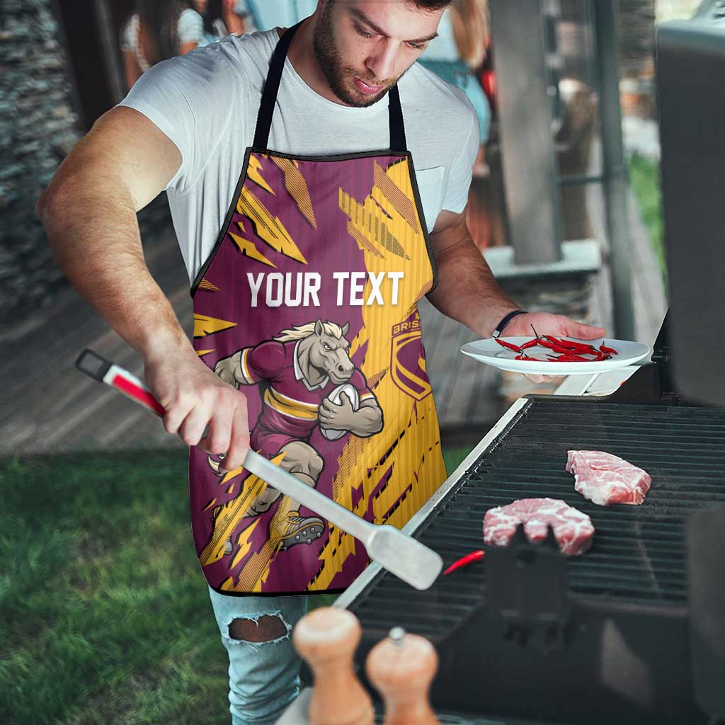 Personalized Brisbane Broncos Apron Dynamic Lightning Mascot Rugby Australia