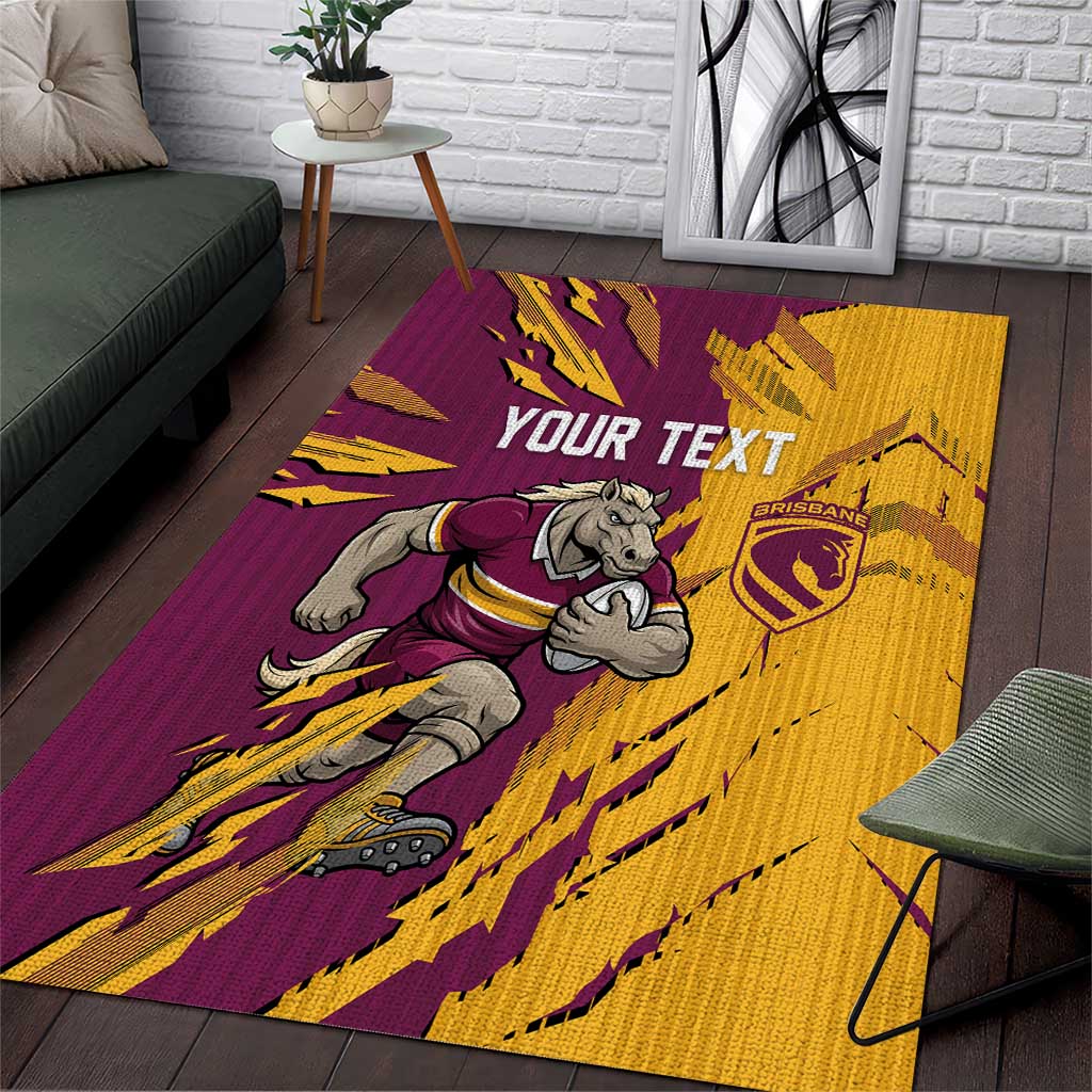 Personalized Brisbane Broncos Area Rug Dynamic Lightning Mascot Rugby Australia