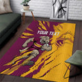 Personalized Brisbane Broncos Area Rug Dynamic Lightning Mascot Rugby Australia