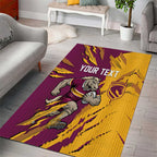 Personalized Brisbane Broncos Area Rug Dynamic Lightning Mascot Rugby Australia