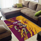 Personalized Brisbane Broncos Area Rug Dynamic Lightning Mascot Rugby Australia