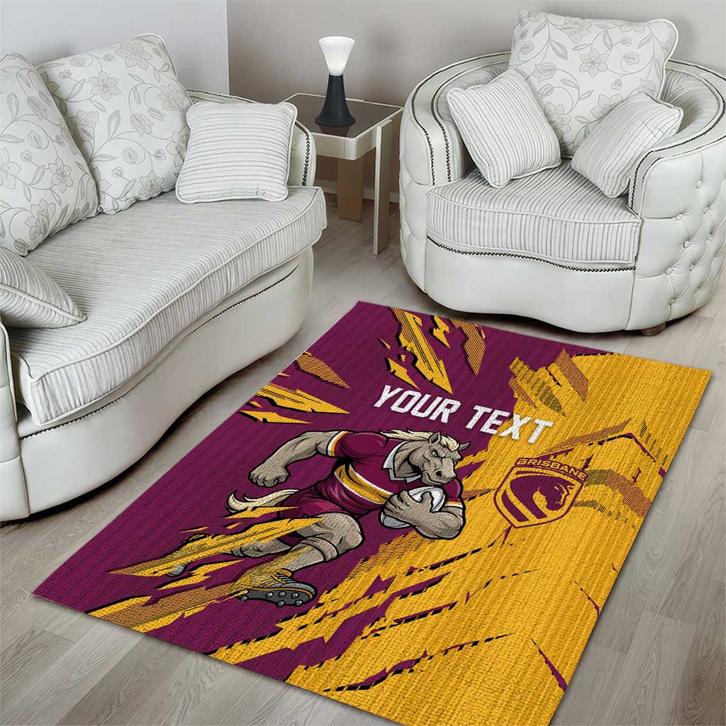 Personalized Brisbane Broncos Area Rug Dynamic Lightning Mascot Rugby Australia