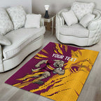 Personalized Brisbane Broncos Area Rug Dynamic Lightning Mascot Rugby Australia