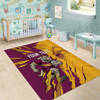 Personalized Brisbane Broncos Area Rug Dynamic Lightning Mascot Rugby Australia