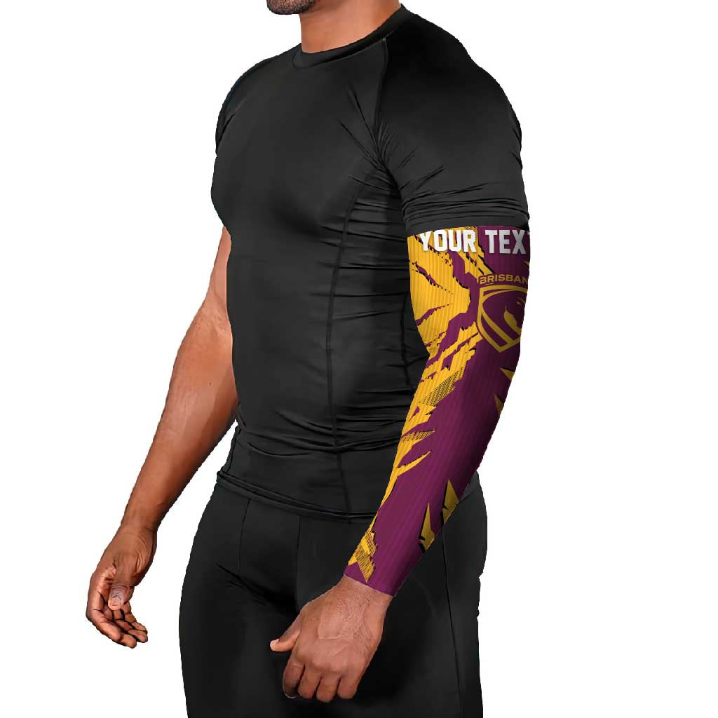 Personalized Brisbane Broncos Arm Sleeves Dynamic Lightning Mascot Rugby Australia