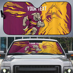 Personalized Brisbane Broncos Auto Sun Shade Dynamic Lightning Mascot Rugby Australia