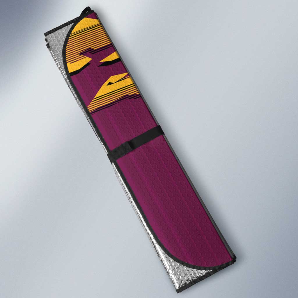 Personalized Brisbane Broncos Auto Sun Shade Dynamic Lightning Mascot Rugby Australia