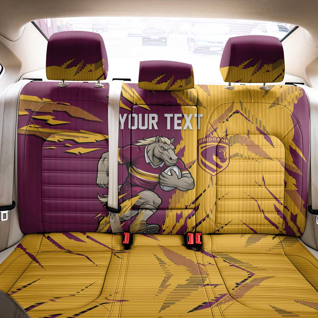 Personalized Brisbane Broncos Back Car Seat Cover Dynamic Lightning Mascot Rugby Australia
