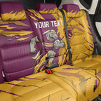 Personalized Brisbane Broncos Back Car Seat Cover Dynamic Lightning Mascot Rugby Australia