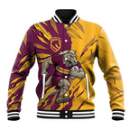 Personalized Brisbane Broncos Baseball Jacket Dynamic Lightning Mascot Rugby Australia