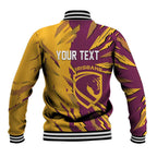 Personalized Brisbane Broncos Baseball Jacket Dynamic Lightning Mascot Rugby Australia