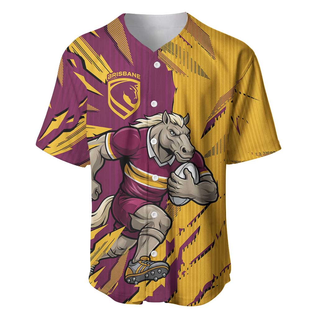 Personalized Brisbane Broncos Baseball Jersey Dynamic Lightning Mascot Rugby Australia