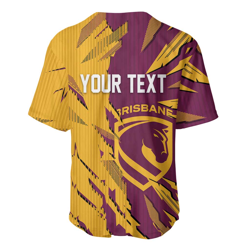 Personalized Brisbane Broncos Baseball Jersey Dynamic Lightning Mascot Rugby Australia