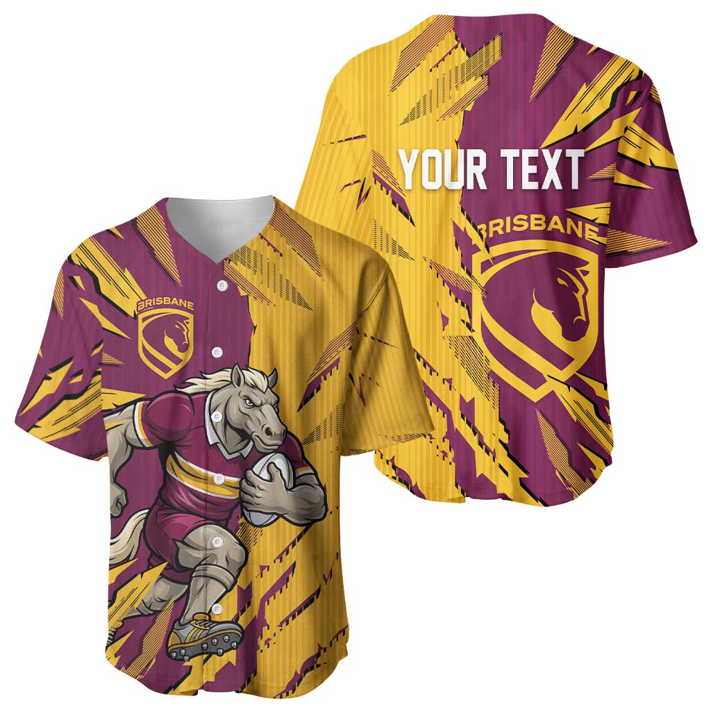 Personalized Brisbane Broncos Baseball Jersey Dynamic Lightning Mascot Rugby Australia