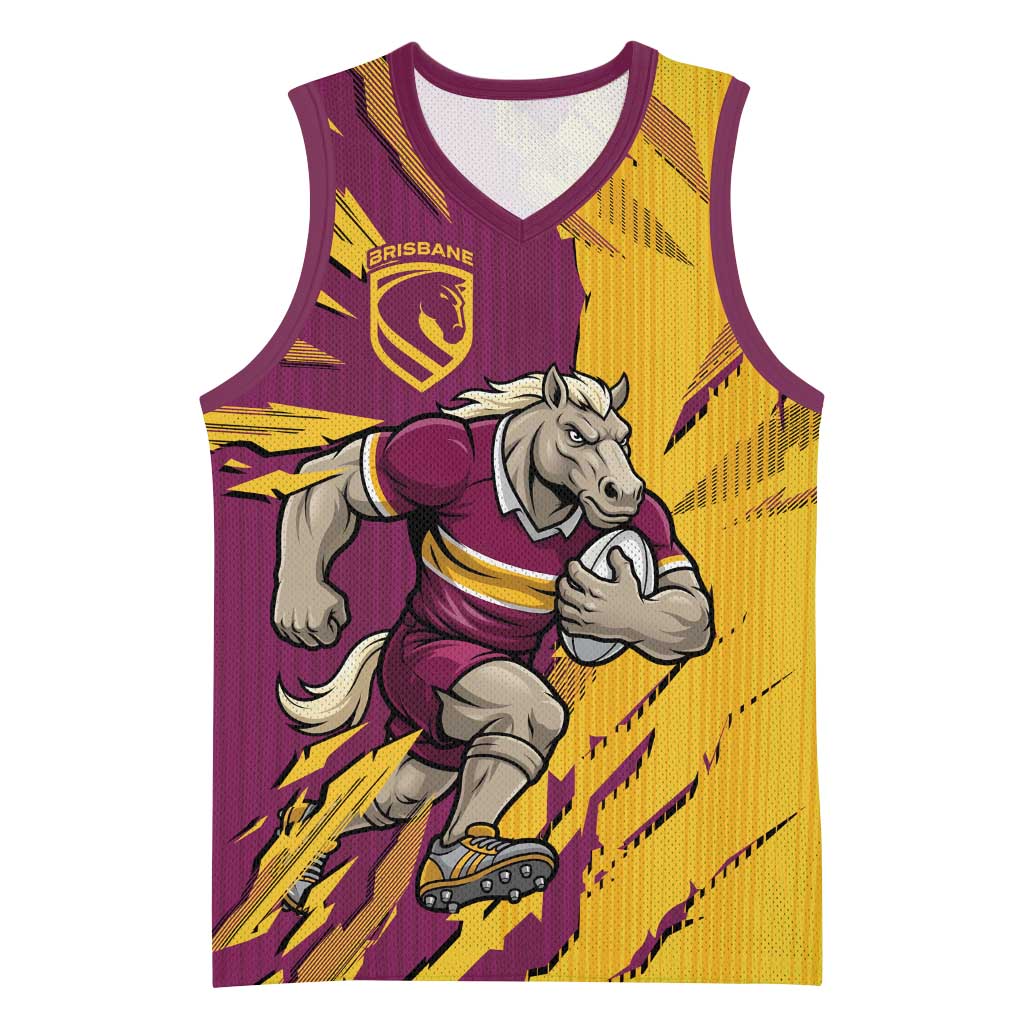 Personalized Brisbane Broncos Basketball Jersey Dynamic Lightning Mascot Rugby Australia