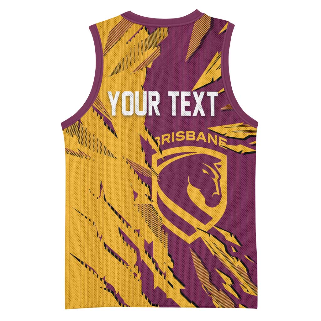 Personalized Brisbane Broncos Basketball Jersey Dynamic Lightning Mascot Rugby Australia