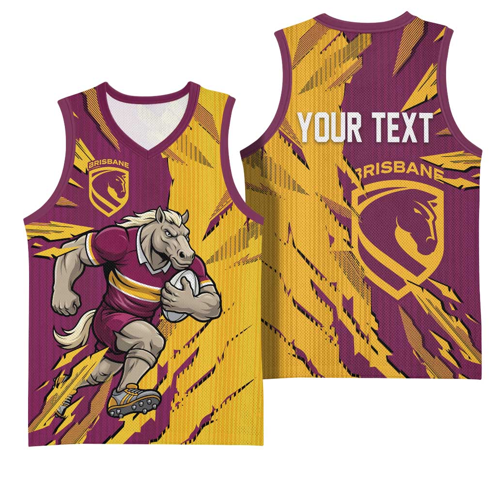 Personalized Brisbane Broncos Basketball Jersey Dynamic Lightning Mascot Rugby Australia