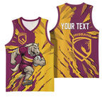 Personalized Brisbane Broncos Basketball Jersey Dynamic Lightning Mascot Rugby Australia