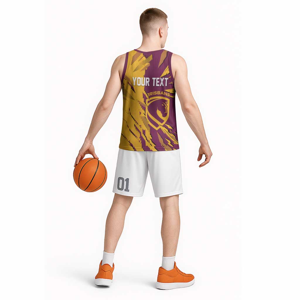 Personalized Brisbane Broncos Basketball Jersey Dynamic Lightning Mascot Rugby Australia