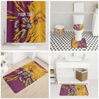Personalized Brisbane Broncos Bathroom Set Dynamic Lightning Mascot Rugby Australia