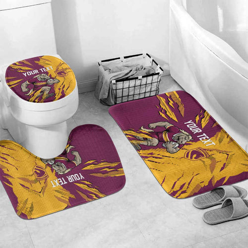 Personalized Brisbane Broncos Bathroom Set Dynamic Lightning Mascot Rugby Australia