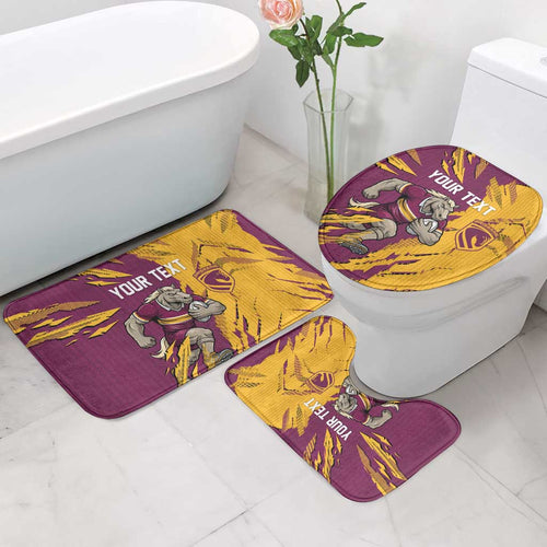 Personalized Brisbane Broncos Bathroom Set Dynamic Lightning Mascot Rugby Australia