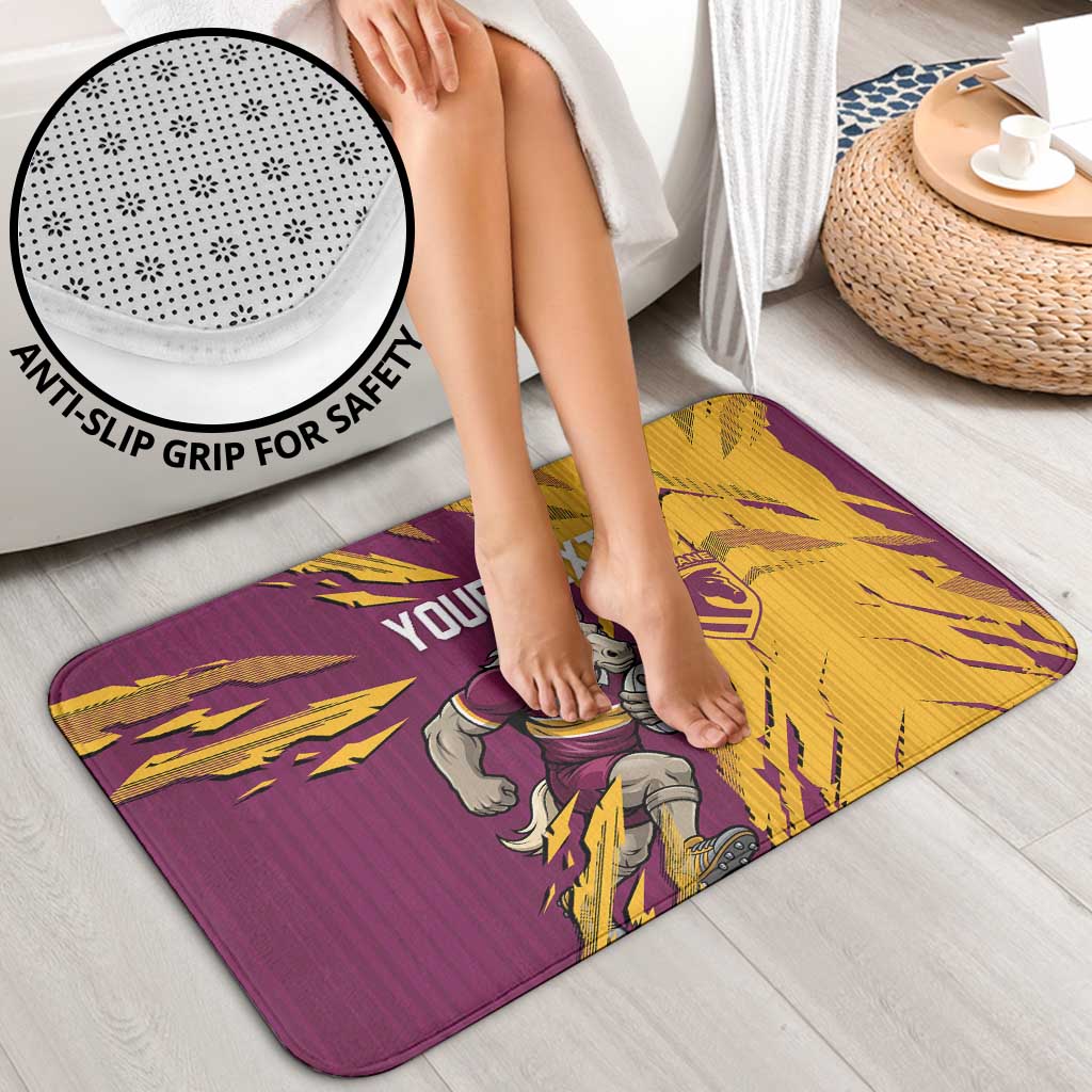Personalized Brisbane Broncos Bathroom Set Dynamic Lightning Mascot Rugby Australia