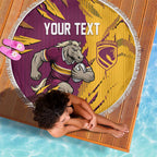 Personalized Brisbane Broncos Beach Blanket Dynamic Lightning Mascot Rugby Australia