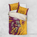 Personalized Brisbane Broncos Bedding Set Dynamic Lightning Mascot Rugby Australia