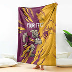 Personalized Brisbane Broncos Blanket Dynamic Lightning Mascot Rugby Australia
